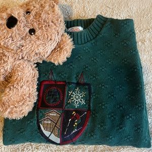 80s/90s Green Knit Grandpa Winter Sweater